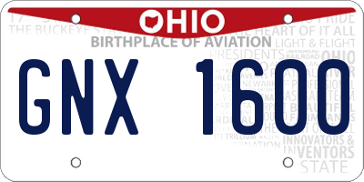 OH license plate GNX1600