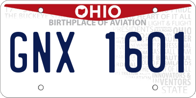 OH license plate GNX1601