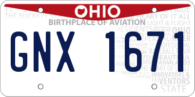 OH license plate GNX1671