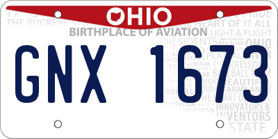 OH license plate GNX1673