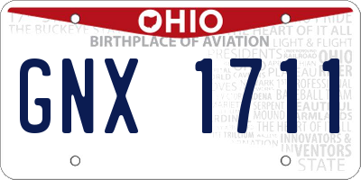 OH license plate GNX1711