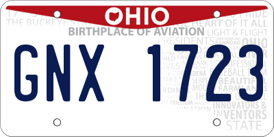 OH license plate GNX1723