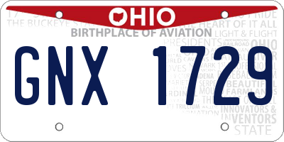 OH license plate GNX1729