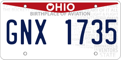 OH license plate GNX1735