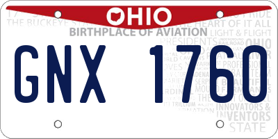 OH license plate GNX1760