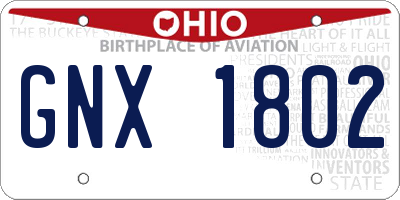 OH license plate GNX1802