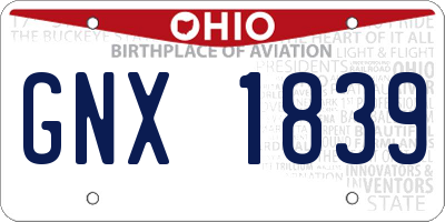 OH license plate GNX1839