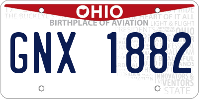 OH license plate GNX1882