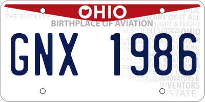 OH license plate GNX1986