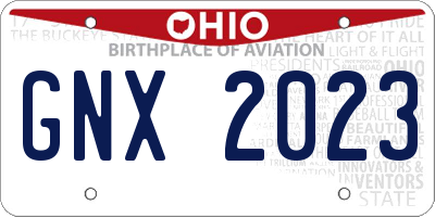 OH license plate GNX2023