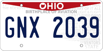 OH license plate GNX2039