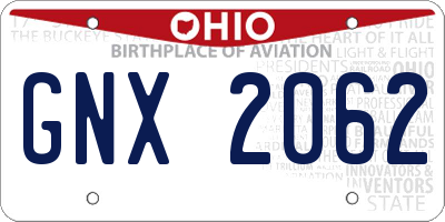 OH license plate GNX2062