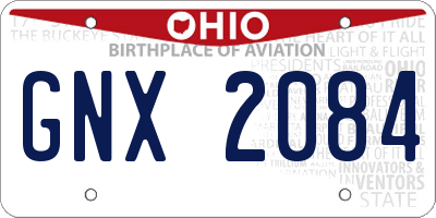OH license plate GNX2084