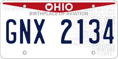 OH license plate GNX2134