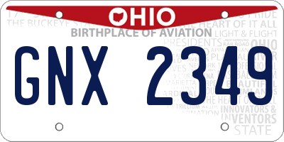 OH license plate GNX2349