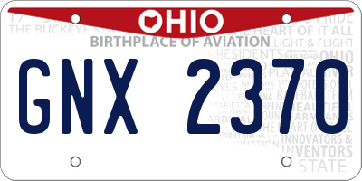 OH license plate GNX2370