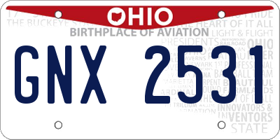 OH license plate GNX2531