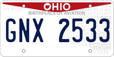 OH license plate GNX2533