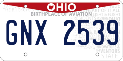 OH license plate GNX2539