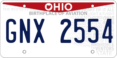 OH license plate GNX2554
