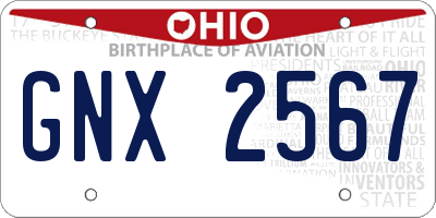 OH license plate GNX2567