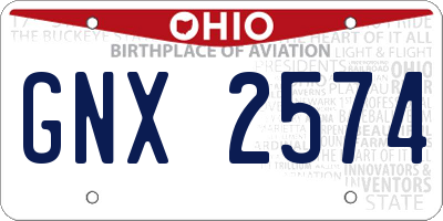 OH license plate GNX2574