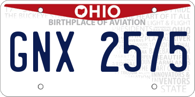 OH license plate GNX2575