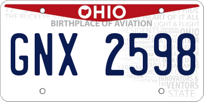OH license plate GNX2598