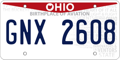 OH license plate GNX2608