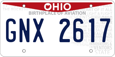 OH license plate GNX2617