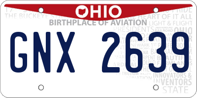OH license plate GNX2639