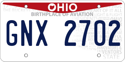 OH license plate GNX2702