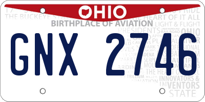 OH license plate GNX2746