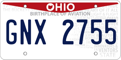 OH license plate GNX2755