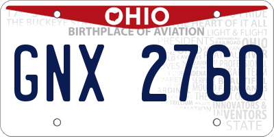 OH license plate GNX2760
