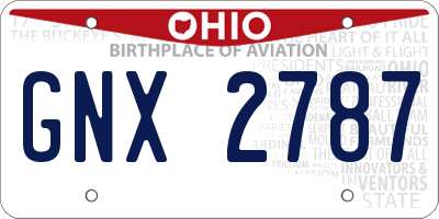 OH license plate GNX2787