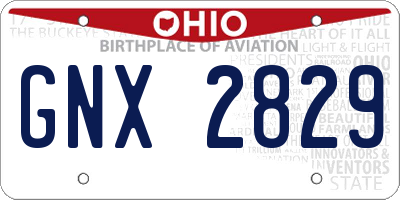 OH license plate GNX2829