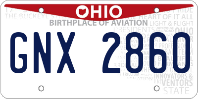 OH license plate GNX2860