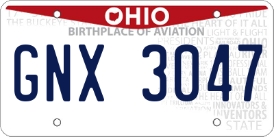 OH license plate GNX3047