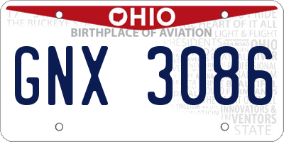OH license plate GNX3086