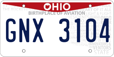 OH license plate GNX3104