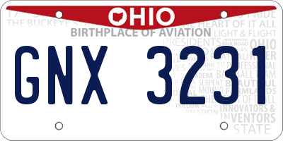 OH license plate GNX3231