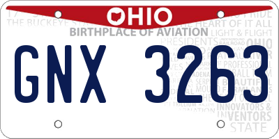 OH license plate GNX3263