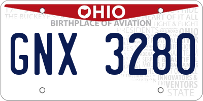 OH license plate GNX3280