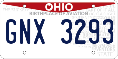 OH license plate GNX3293