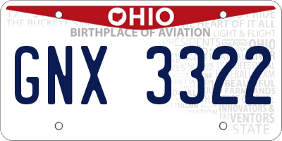 OH license plate GNX3322
