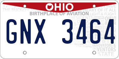 OH license plate GNX3464