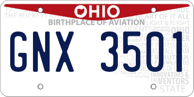 OH license plate GNX3501