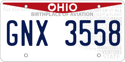 OH license plate GNX3558