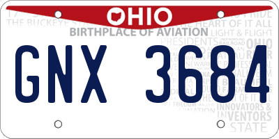 OH license plate GNX3684
